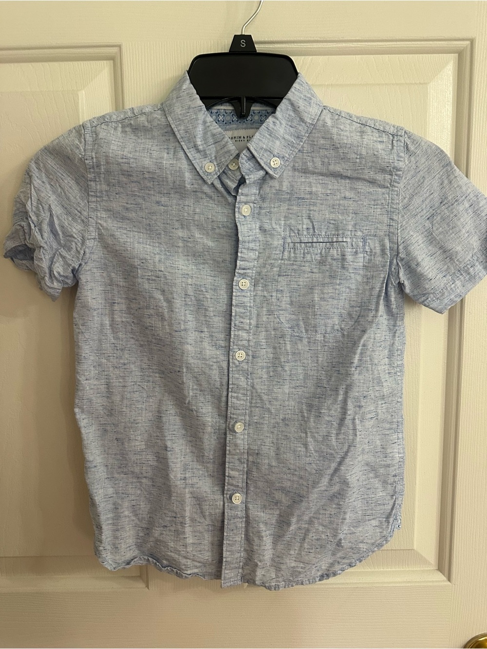 Boys Nordstrom Rack Denim & Flower Size 8 Blue Short-Sleeve Button-Down Shirt